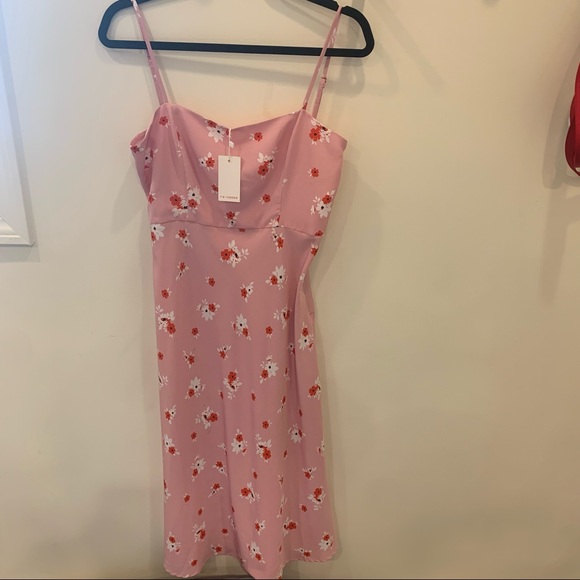 Pink floral midi dress shopbop size M NWT - Re:named Brenda dress. Crepe - cute! - Picture 7 of 8